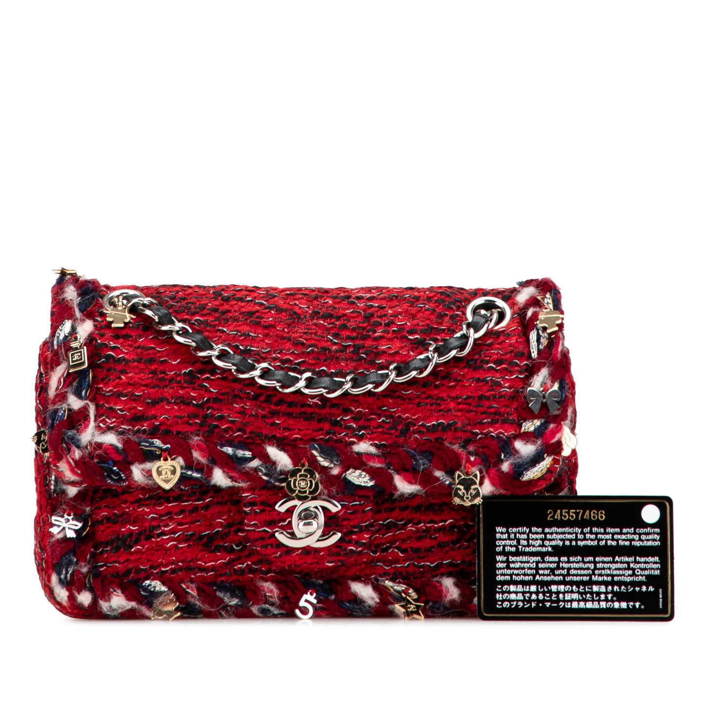 Chanel Small Classic Tweed Charm Double Flap