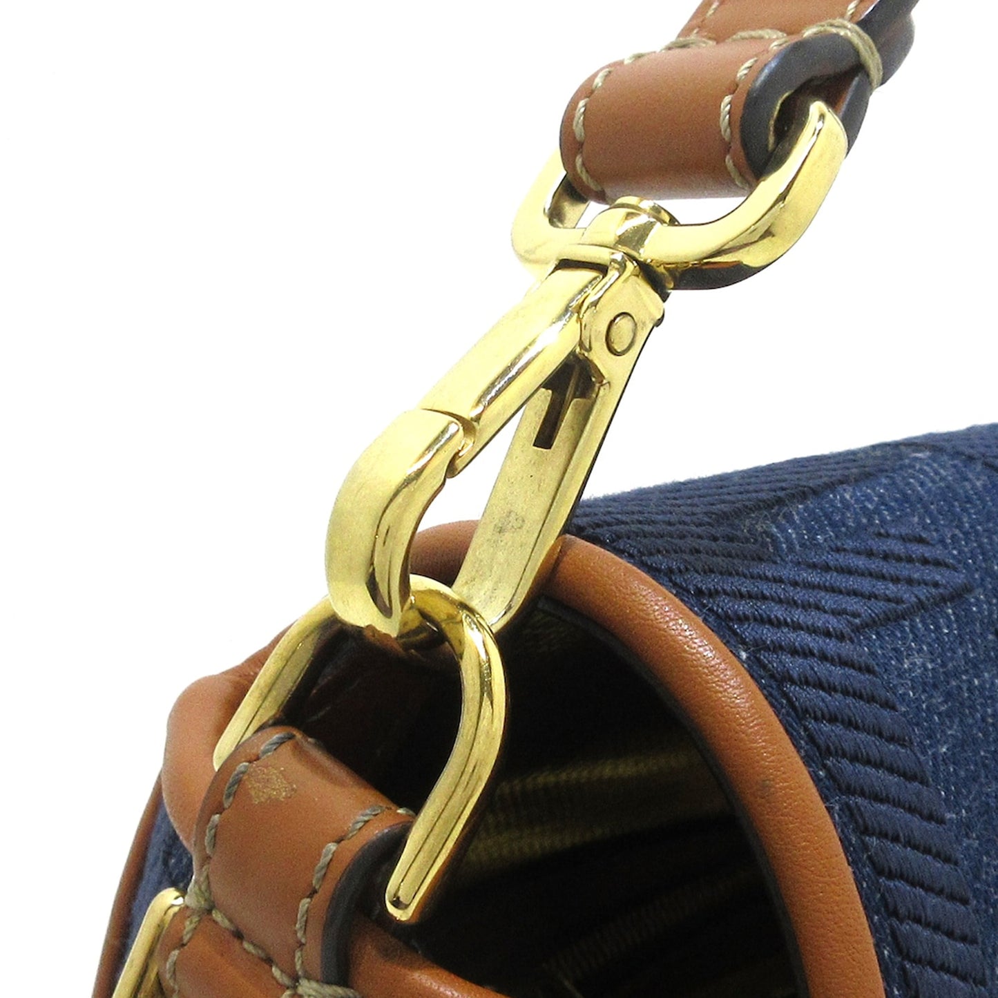 Fendi Denim Baguette Zucca Embroidered