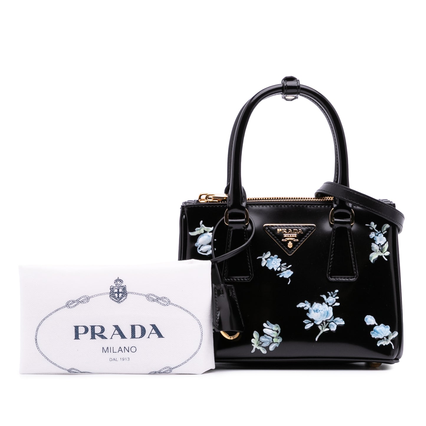 Prada Galleria Floral Print Galleria Double Zip Satchel