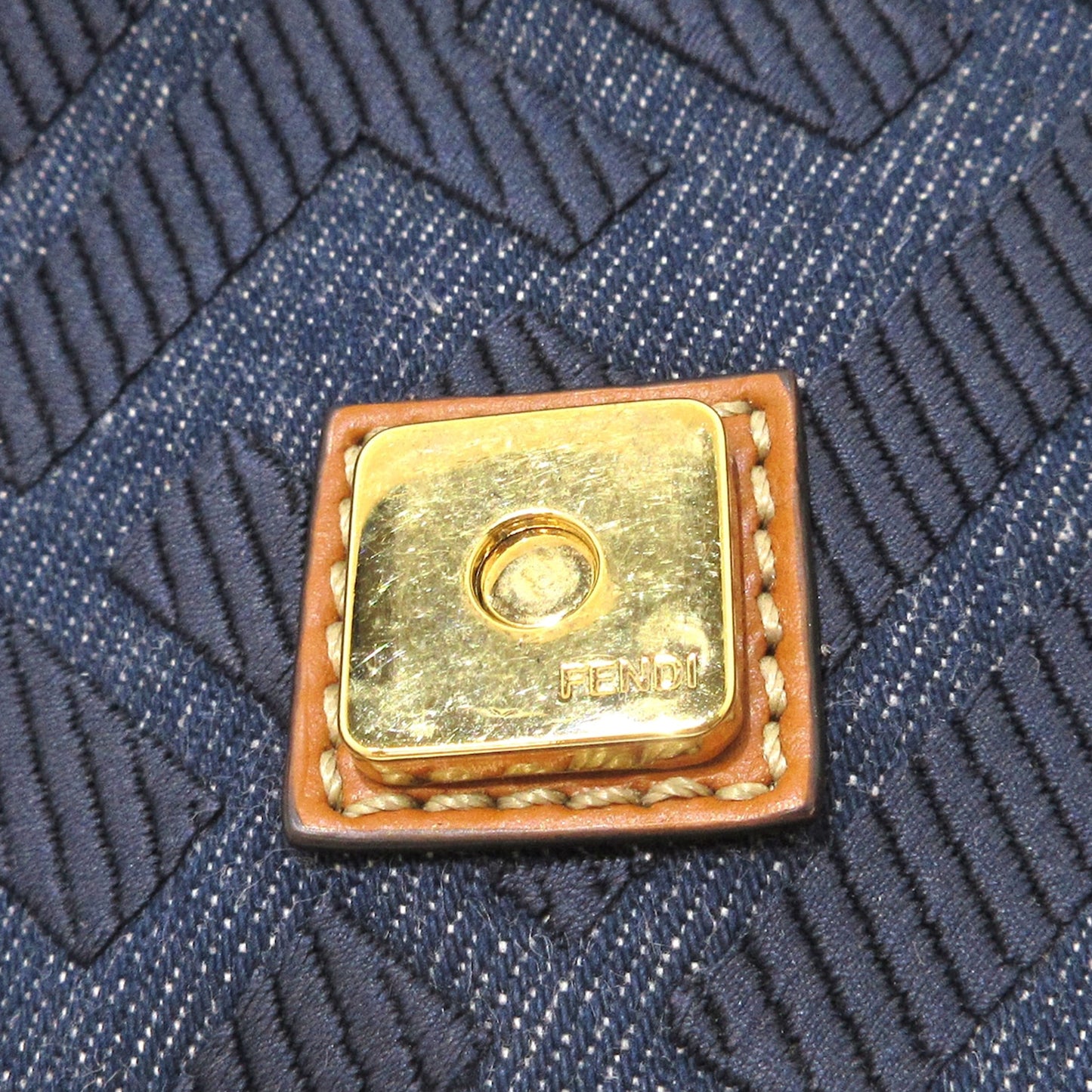 Fendi Denim Baguette Zucca Embroidered