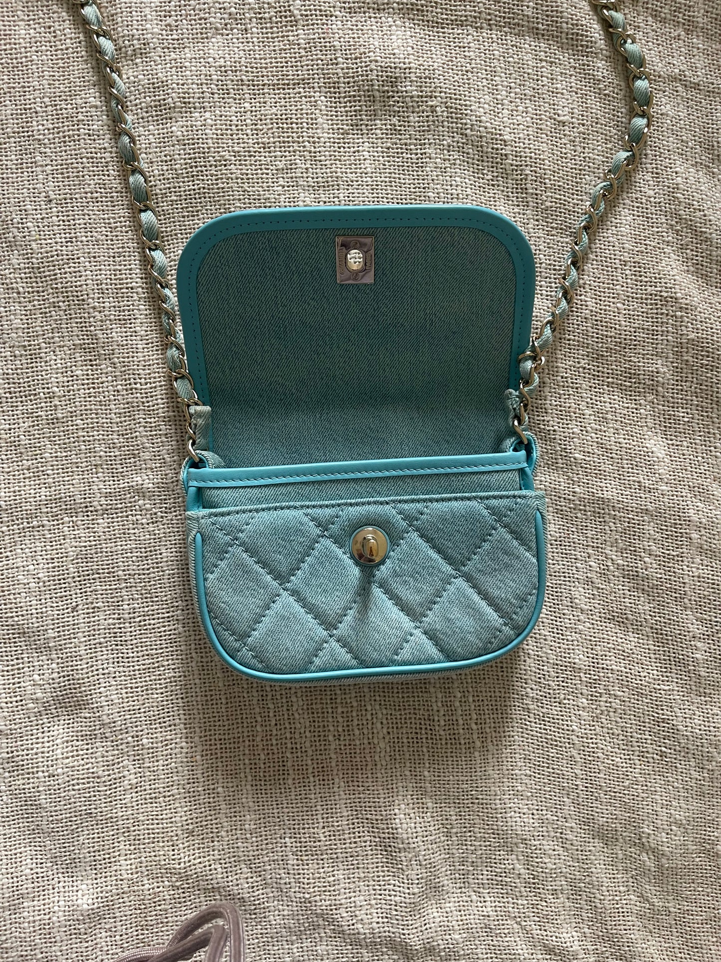 Chanel Mini CC Quilted Denim Messenger Flap