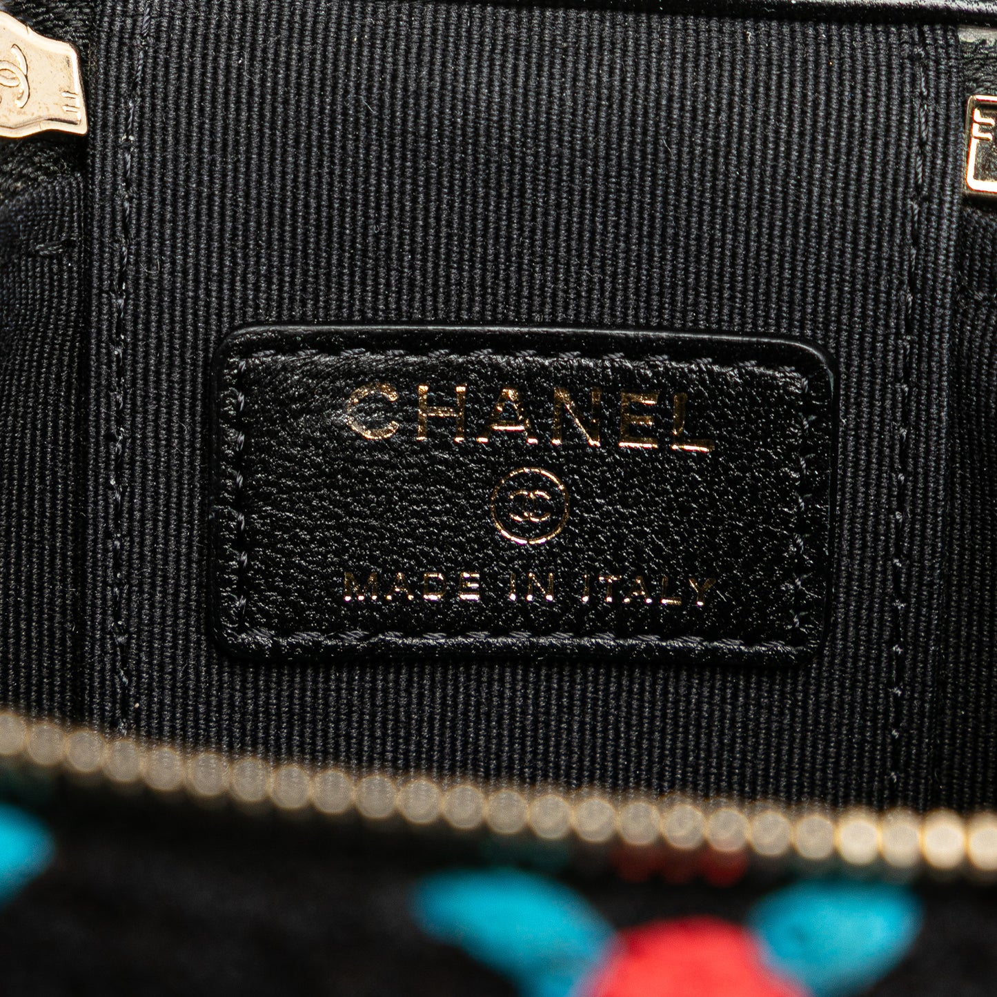 Chanel Multicolor Tweed CC Pearl Crush Vanity Case with Chain