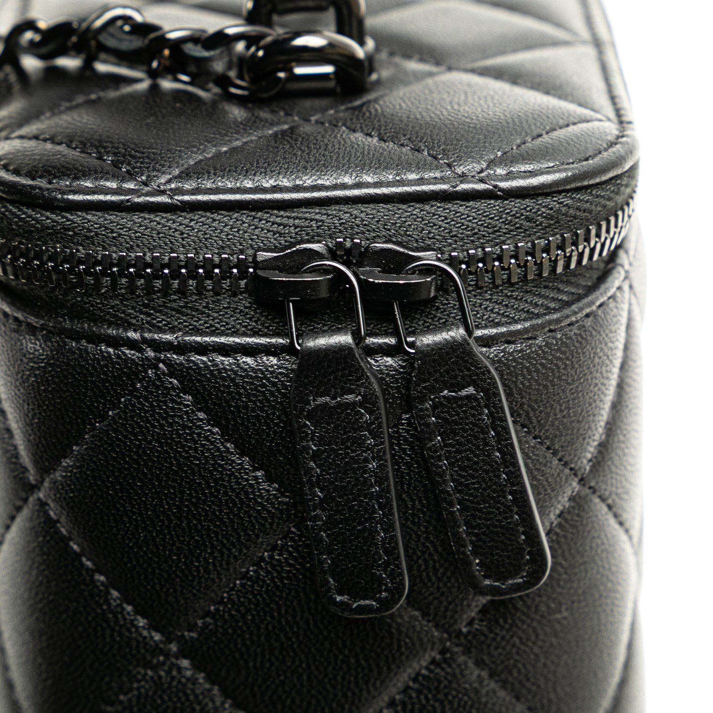 Chanel Small Vanity Case So Black Top Handle with Chain