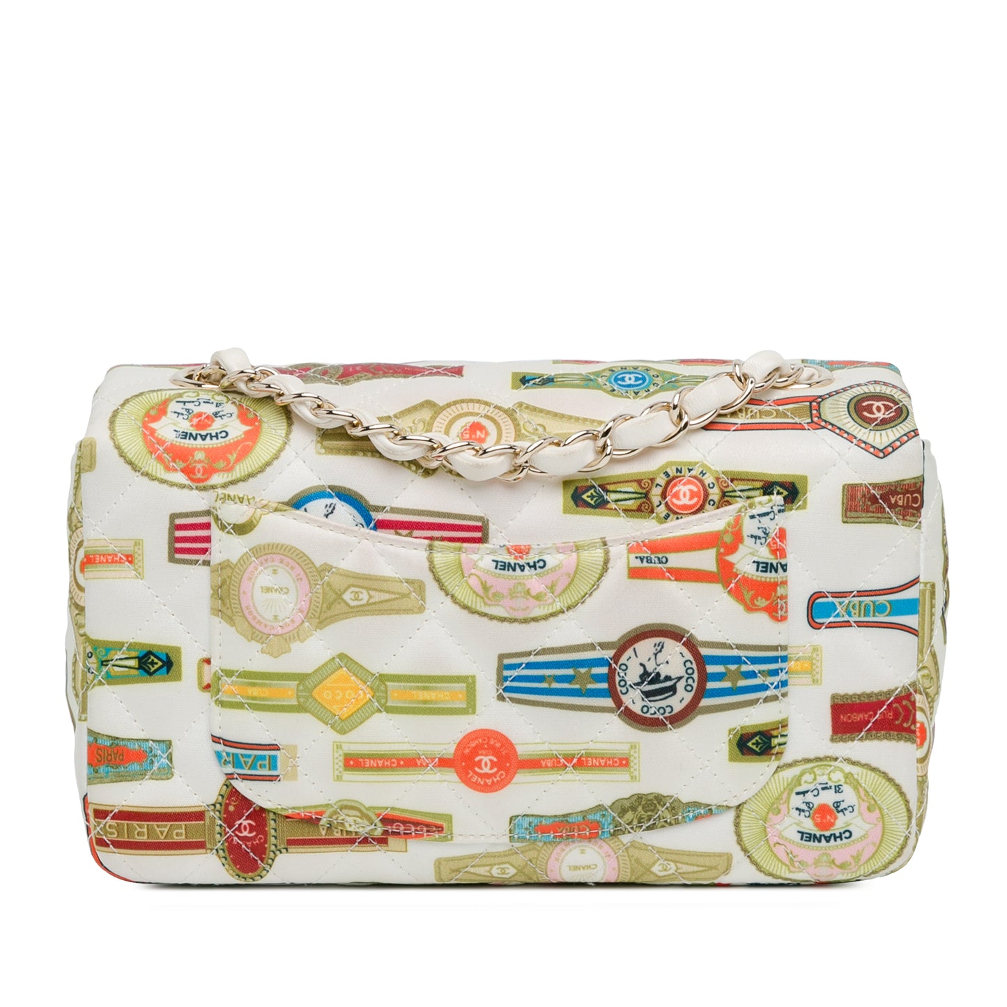 Chanel Mini Rectangular Classic Printed Satin Cuba Single Flap