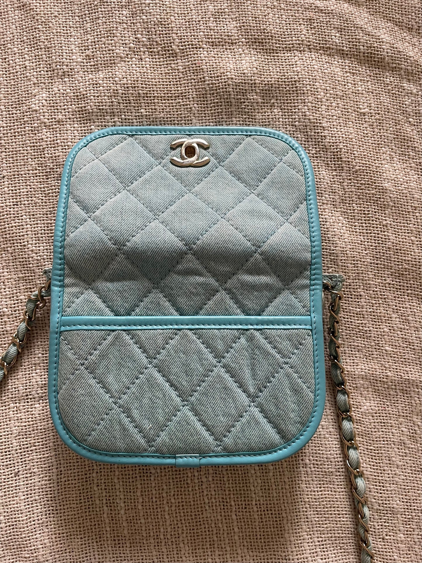 Chanel Mini CC Quilted Denim Messenger Flap
