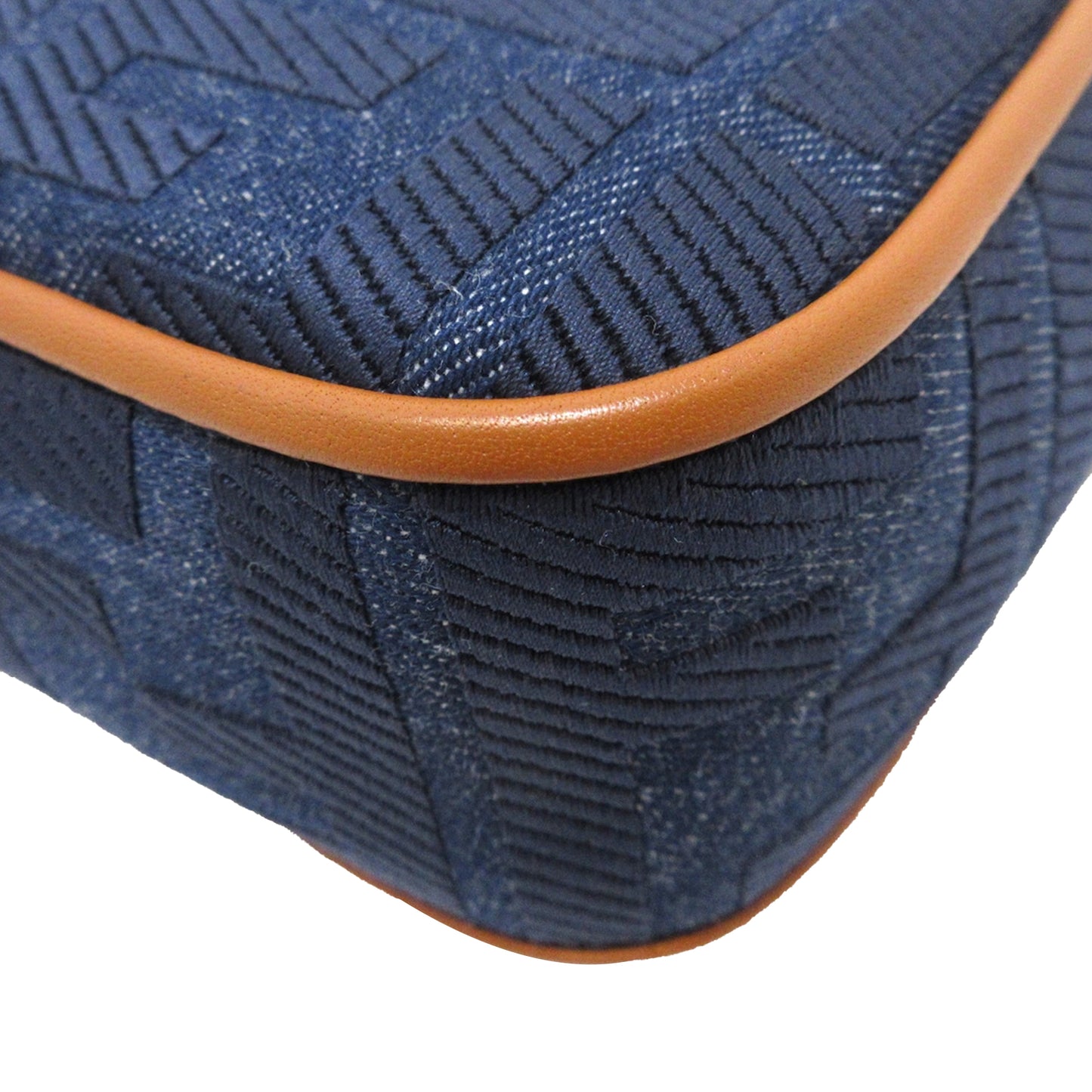 Fendi Denim Baguette Zucca Embroidered