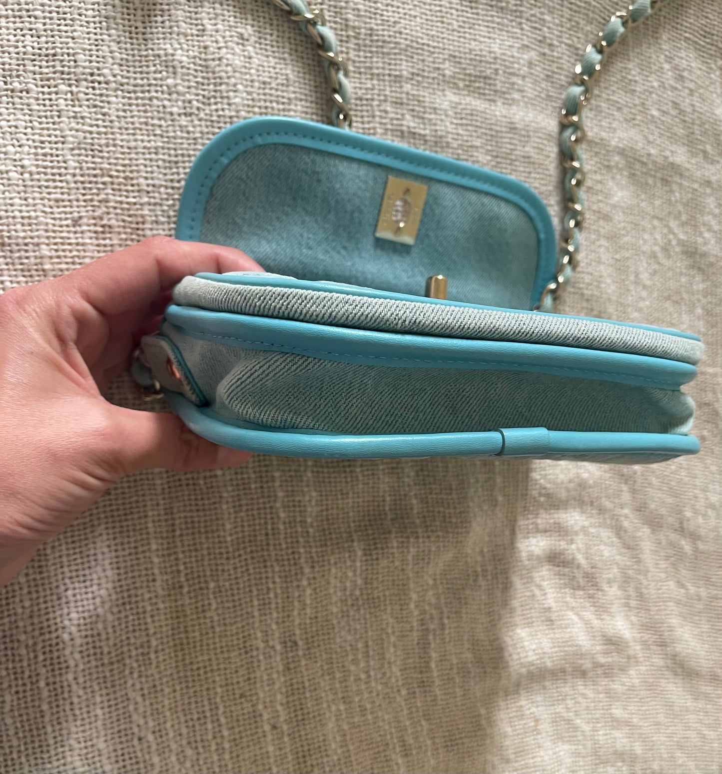 Chanel Mini CC Quilted Denim Messenger Flap