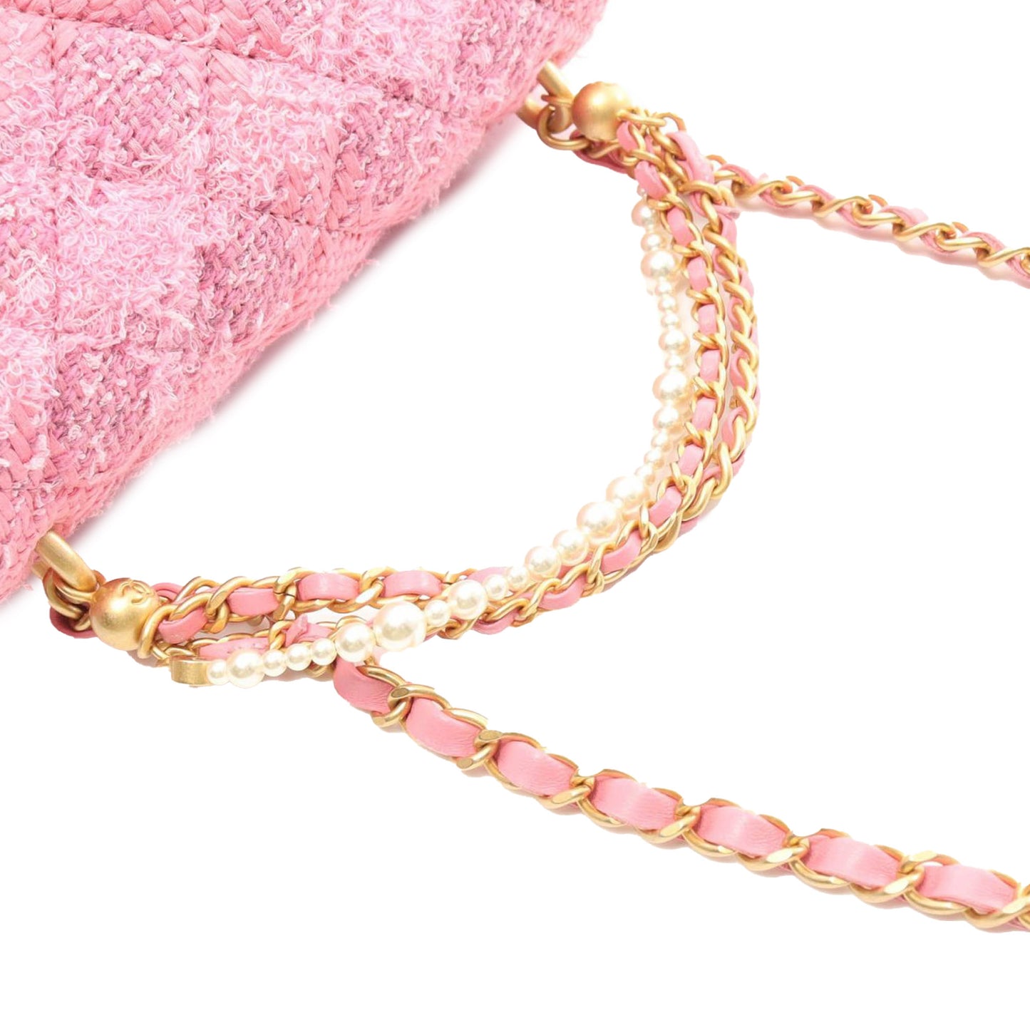 Chanel Mini Square Quilted Woven Tweed Pearl Twist Flap