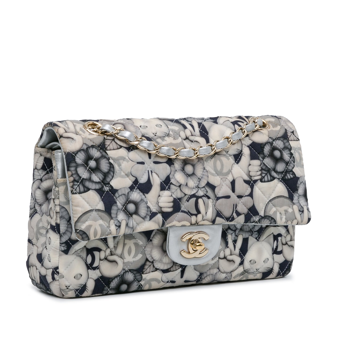 Chanel Medium Classic Nylon Cat Emoticon Double Flap