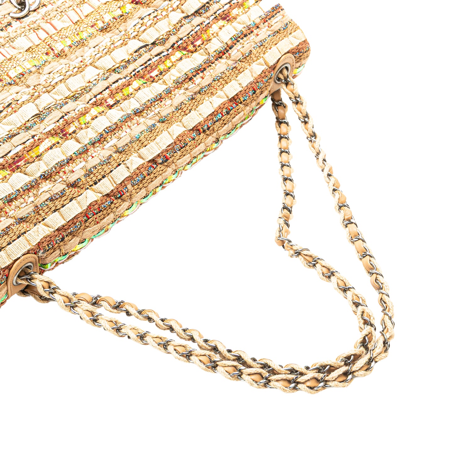Chanel Classic Iridescent Ribbon and Tweed Single Flap