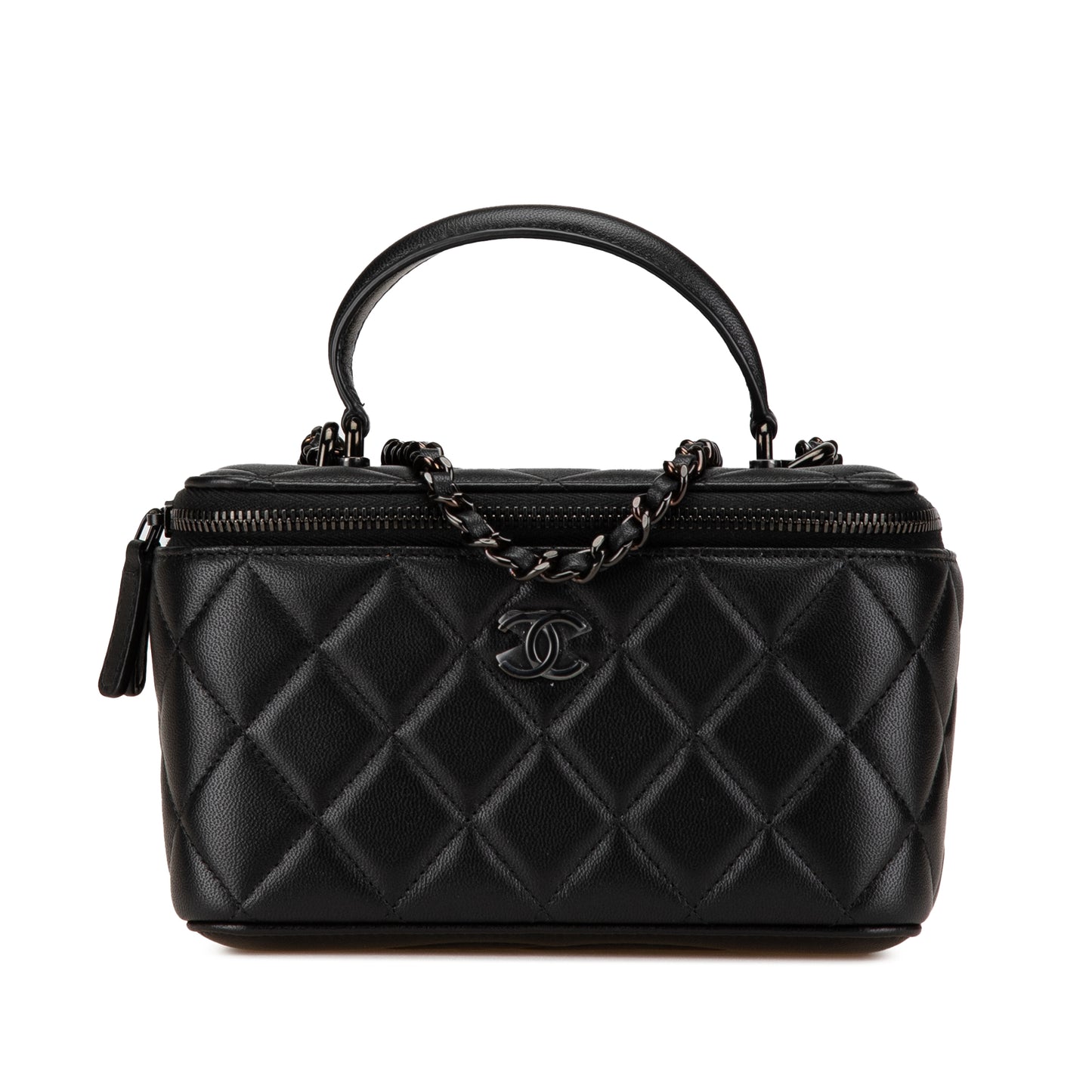 Chanel Small Vanity Case So Black Top Handle with Chain