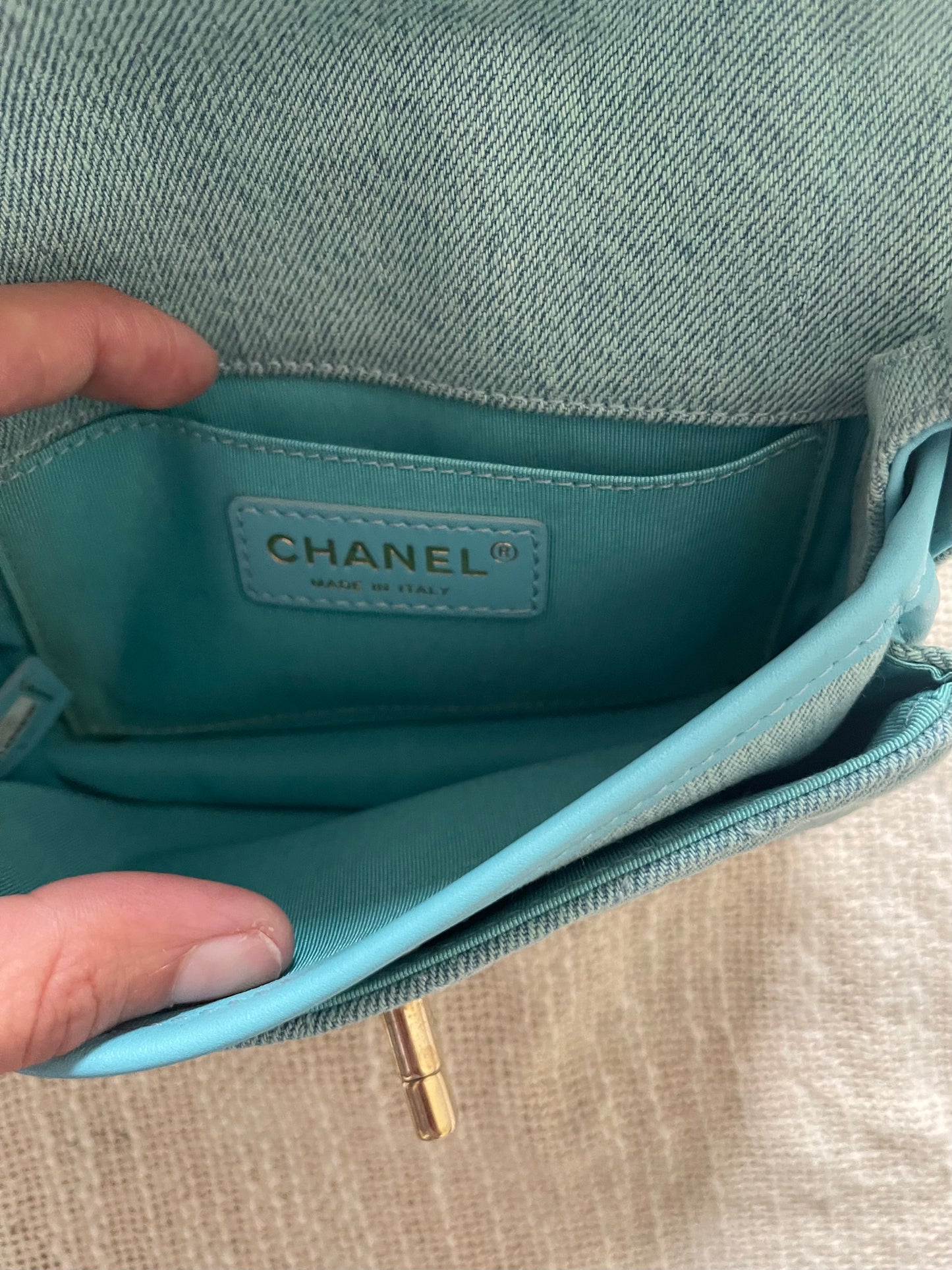 Chanel Mini CC Quilted Denim Messenger Flap