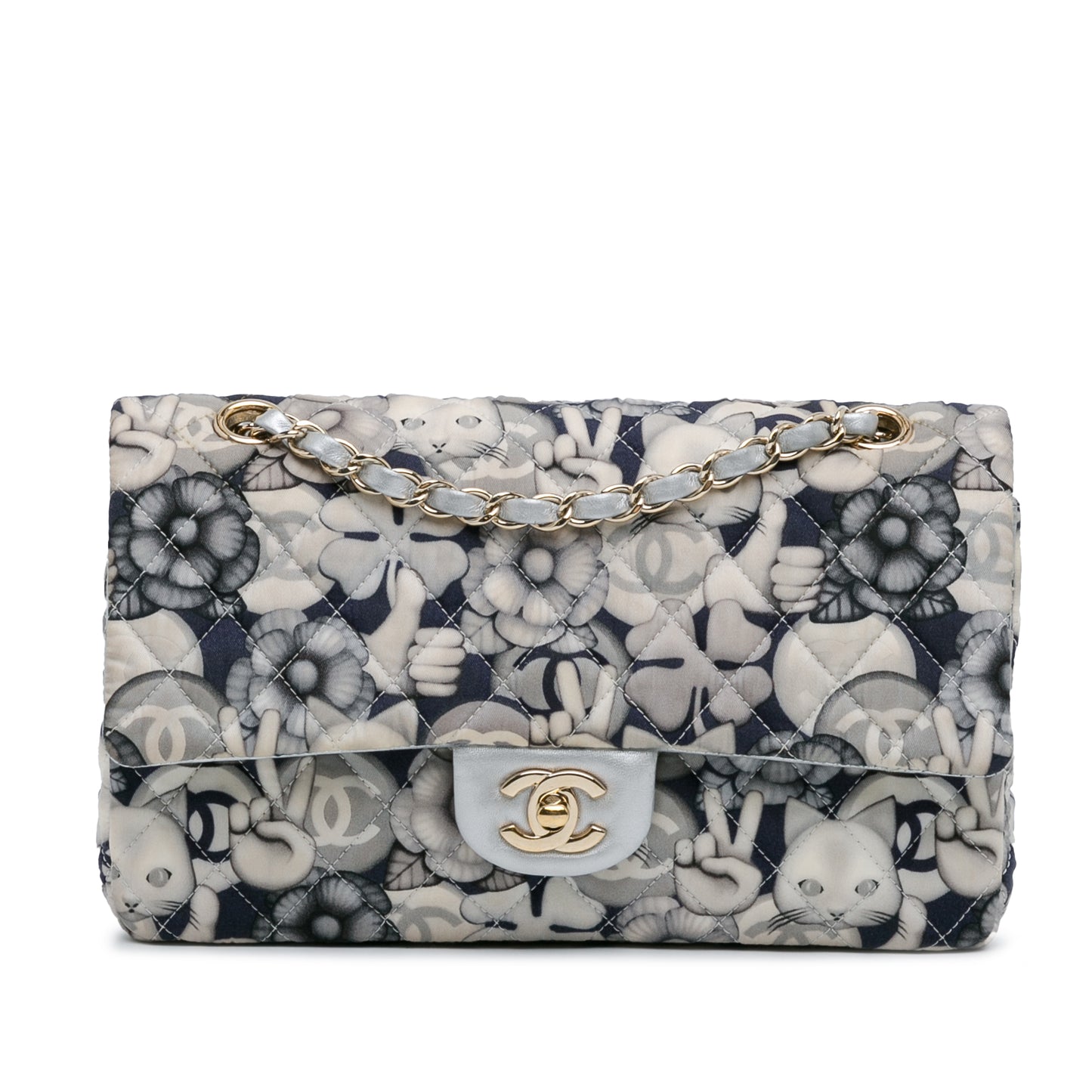 Chanel Medium Classic Nylon Cat Emoticon Double Flap