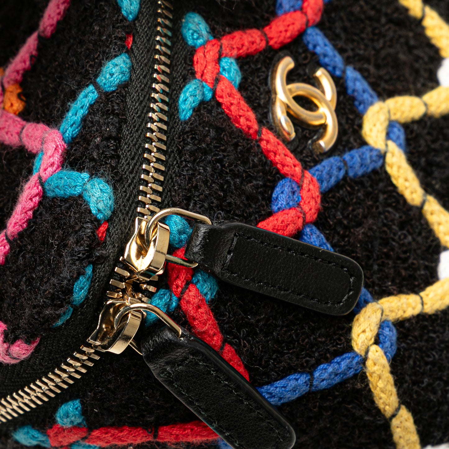 Chanel Multicolor Tweed CC Pearl Crush Vanity Case with Chain