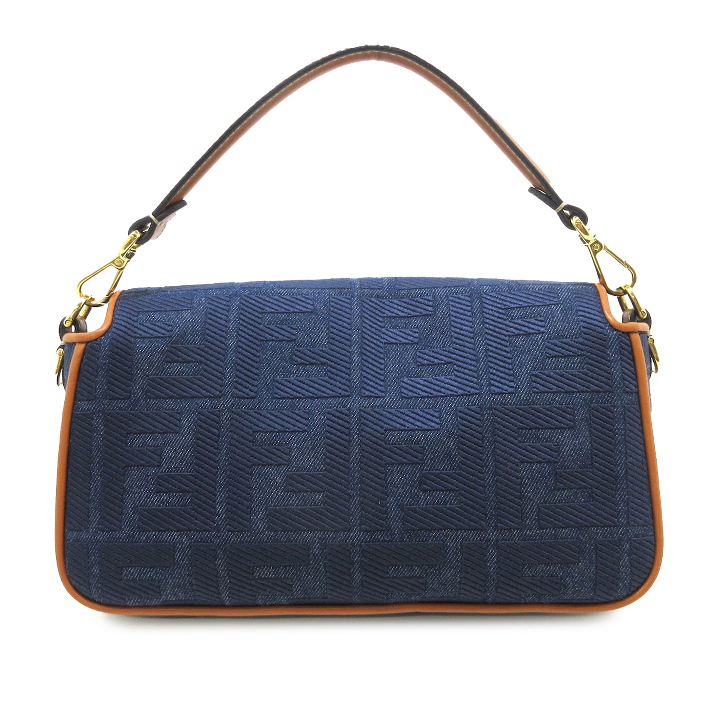 Fendi Denim Baguette Zucca Embroidered