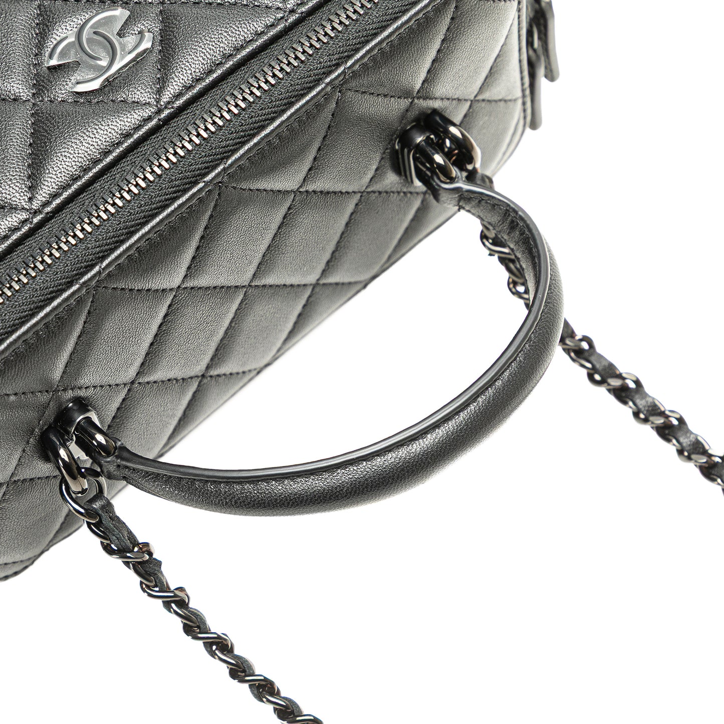 Chanel Small Vanity Case So Black Top Handle with Chain