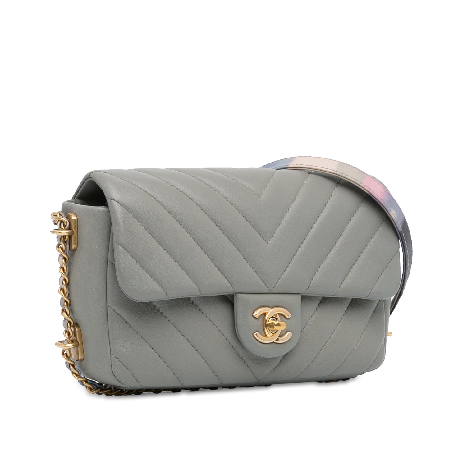 Chanel Mini Rectangular Chevron Chain Around Flap