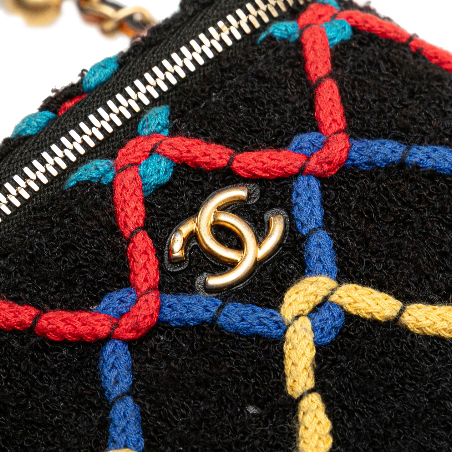 Chanel Multicolor Tweed CC Pearl Crush Vanity Case with Chain