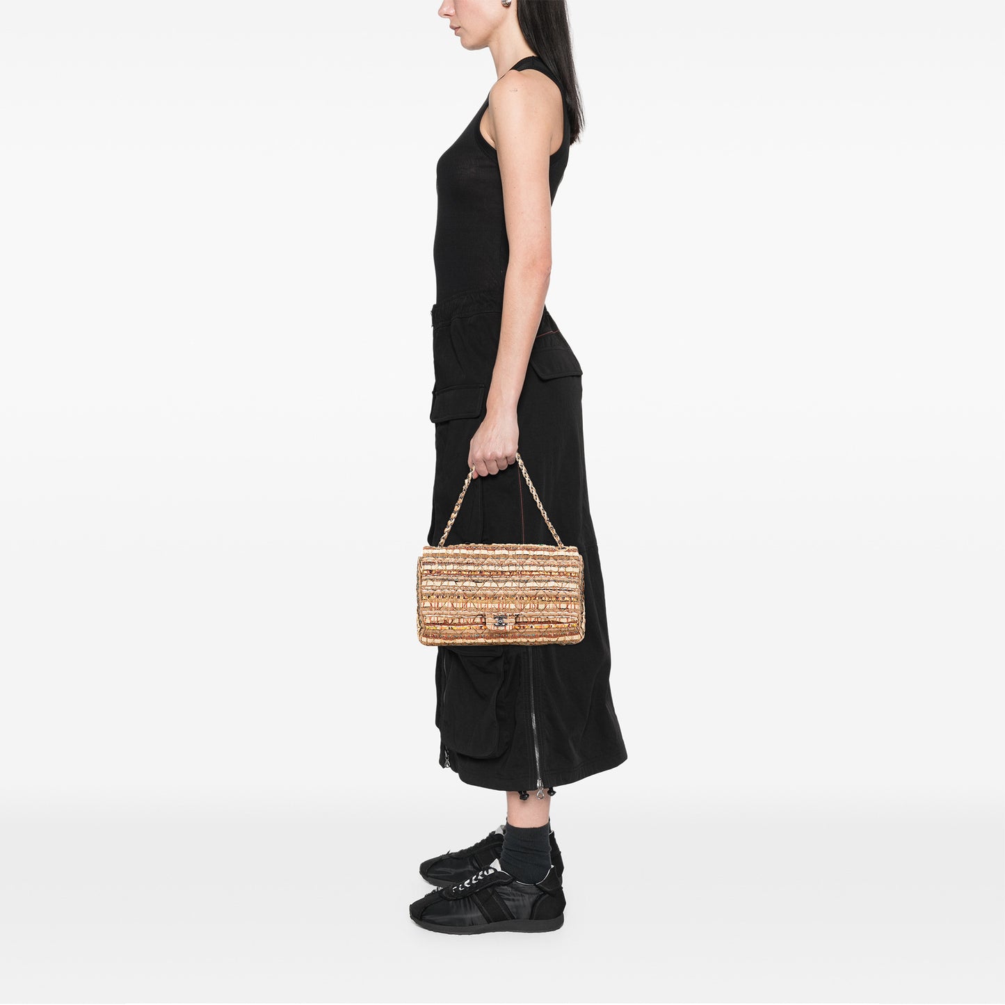 Chanel Classic Iridescent Ribbon and Tweed Single Flap