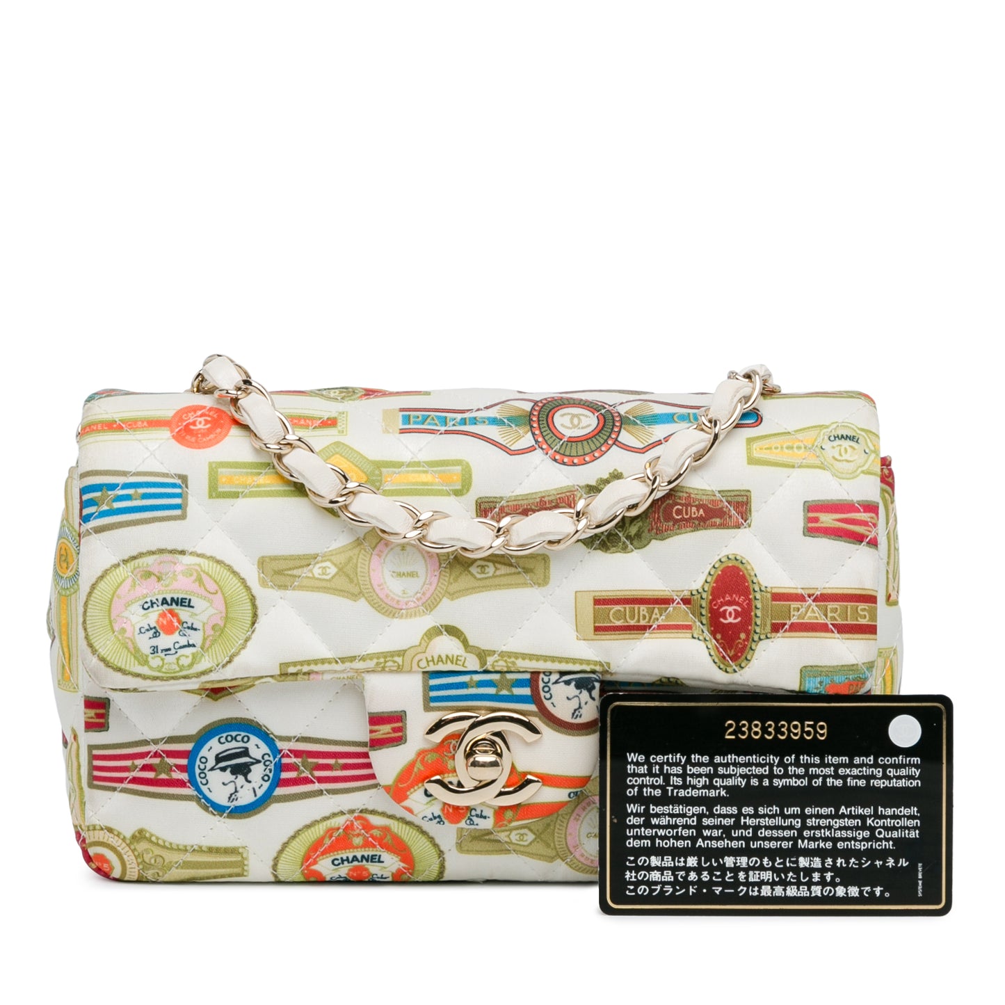 Chanel Mini Rectangular Classic Printed Satin Cuba Single Flap
