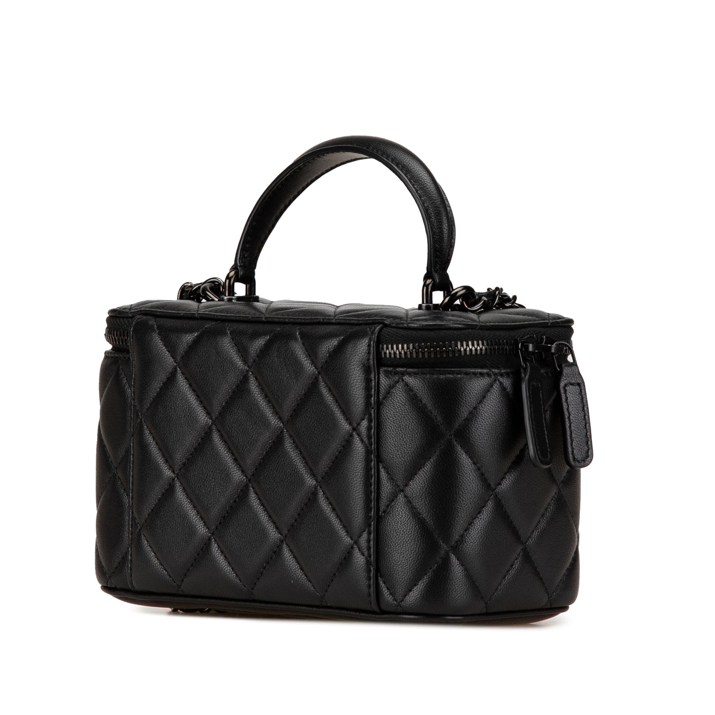 Chanel Small Vanity Case So Black Top Handle with Chain