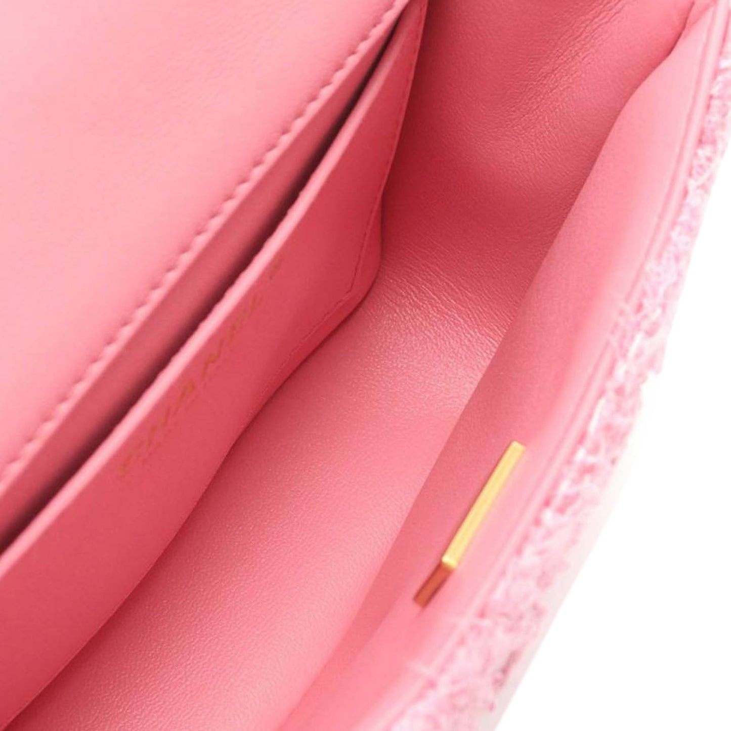 Chanel Mini Square Quilted Woven Tweed Pearl Twist Flap