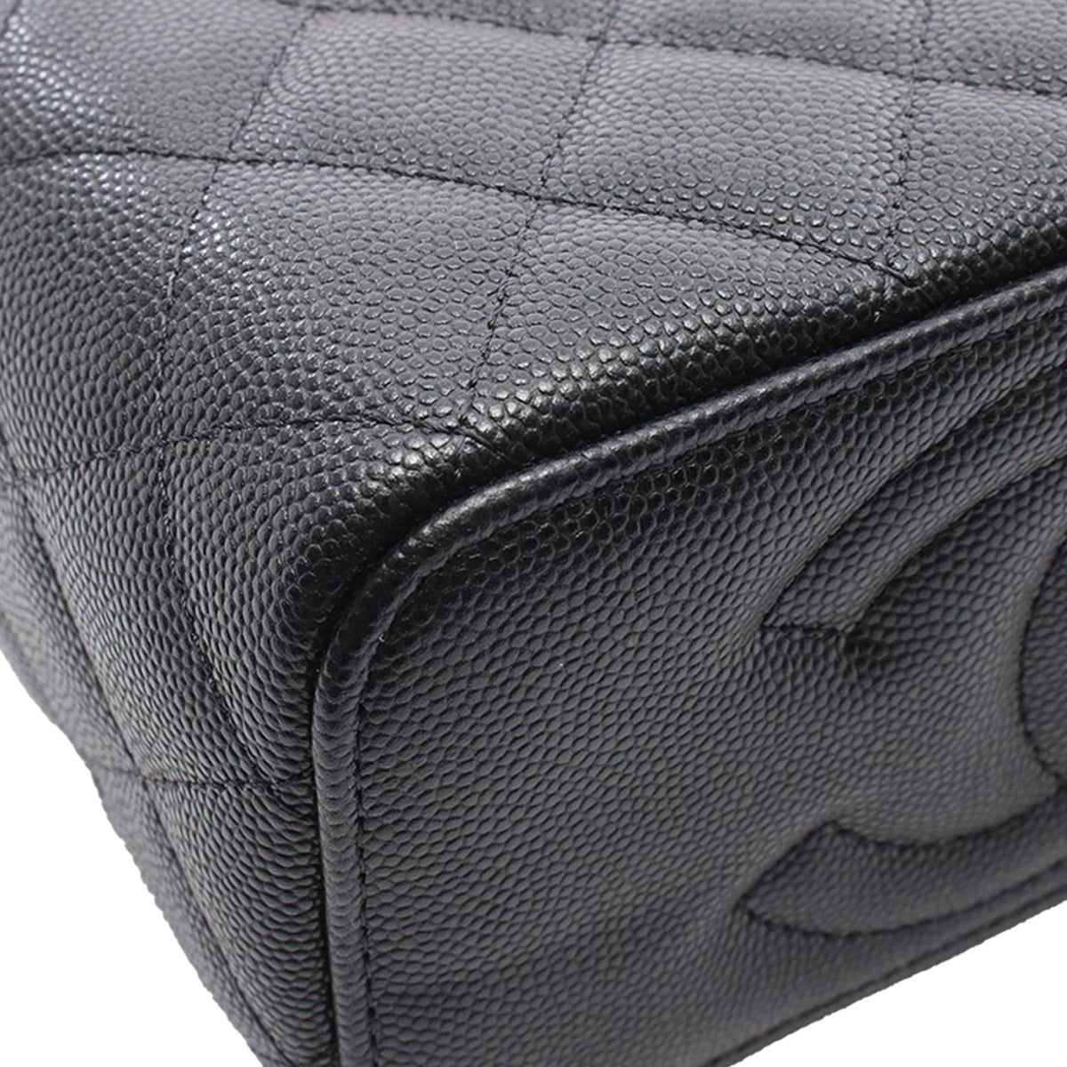 Chanel Small CC Quilted Caviar Vanity Case With Chain