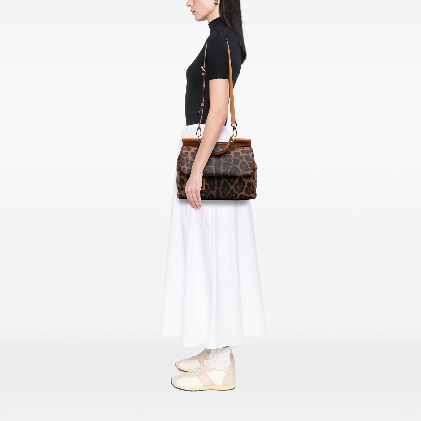 Dolce e Gabbana Leopard Print Coated Canvas Miss Sicily Bag