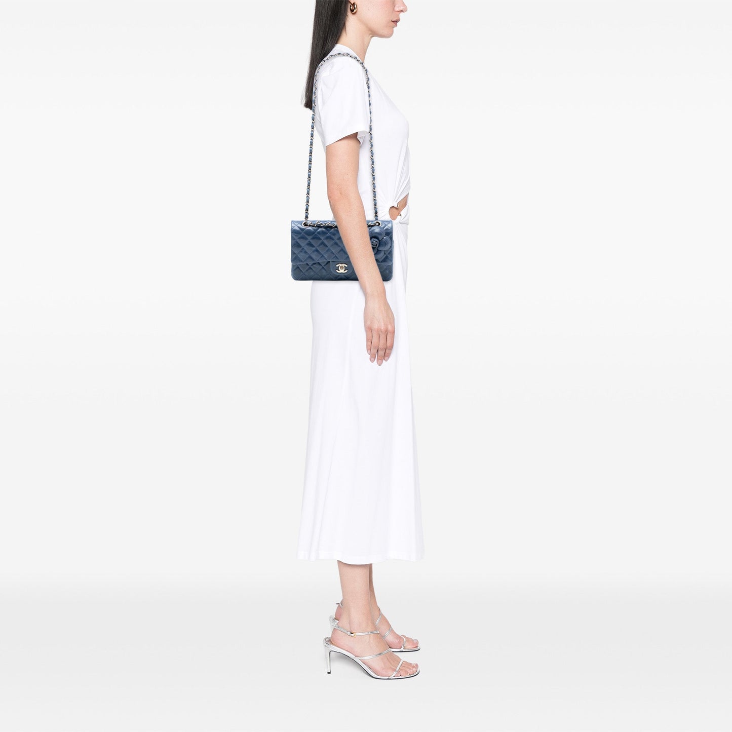 Chanel Medium Classic Camellia Double Flap