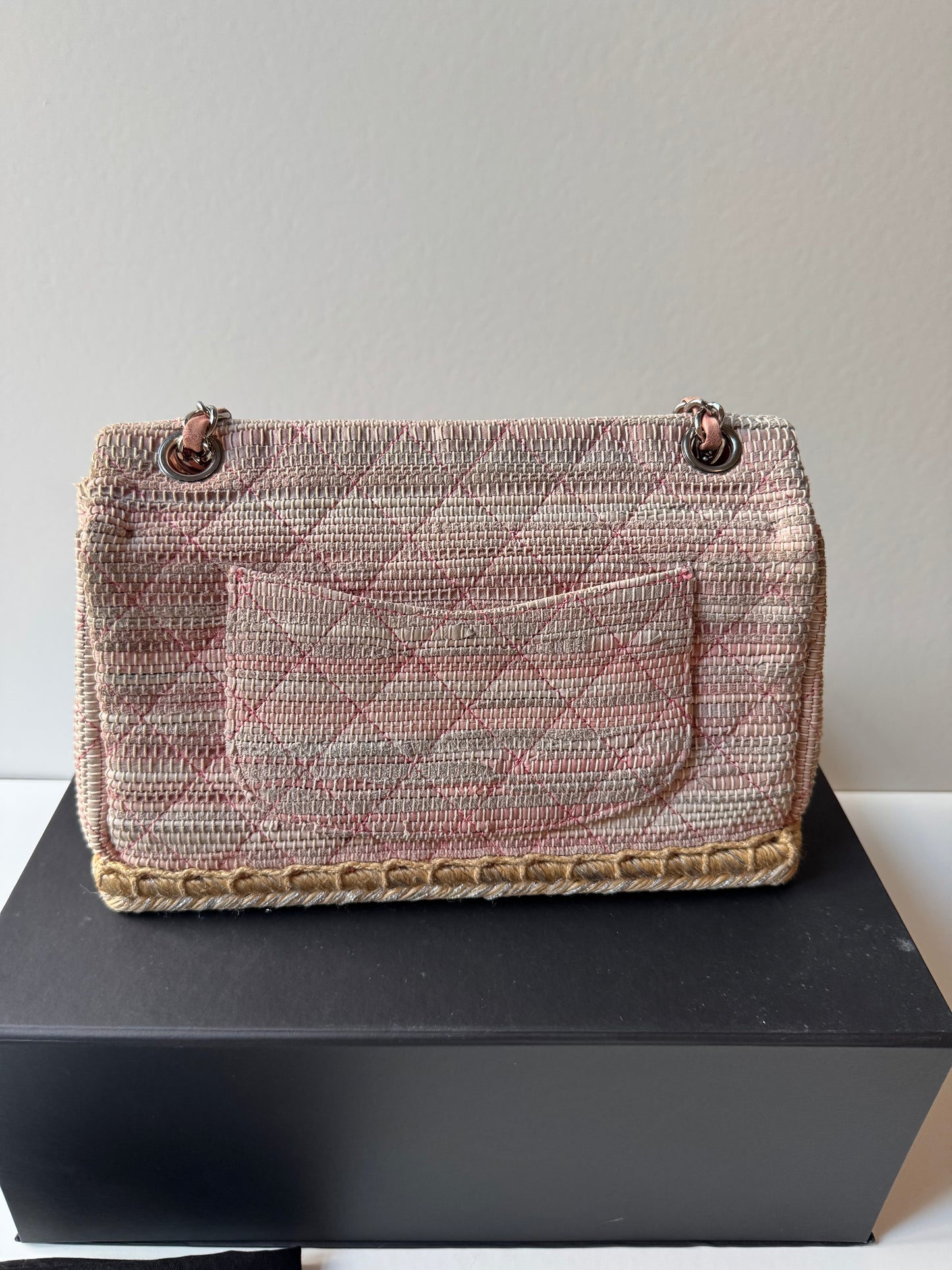 Chanel Quilted Tweed Espadrille Chain Flap