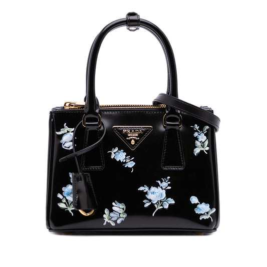 Prada Galleria Floral Print Galleria Double Zip Satchel