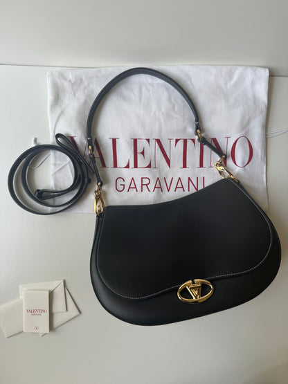 Valentino Leather Ohval Flap Bag