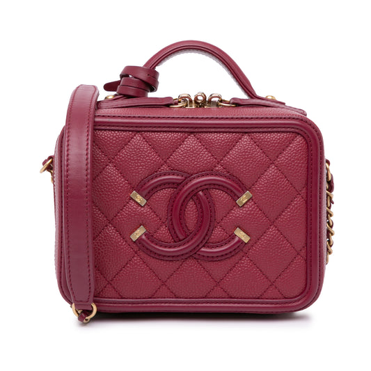 Chanel Small Caviar Filigree Vanity Case