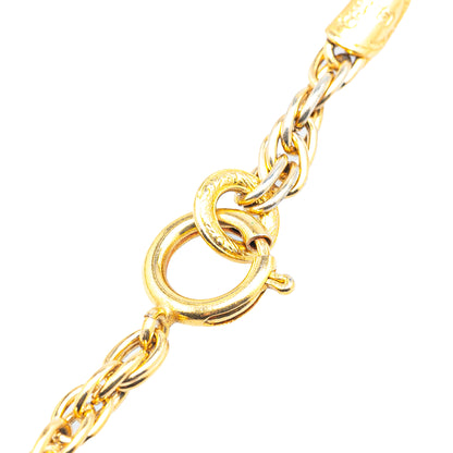Gold Plated CC Rhinestone Pendant Necklace