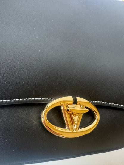 Valentino Leather Ohval Flap Bag