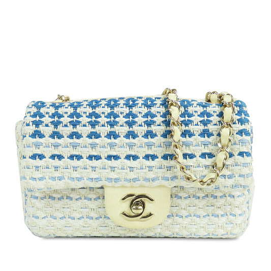 Chanel Mini Rectangular Woven Cotton Single Flap