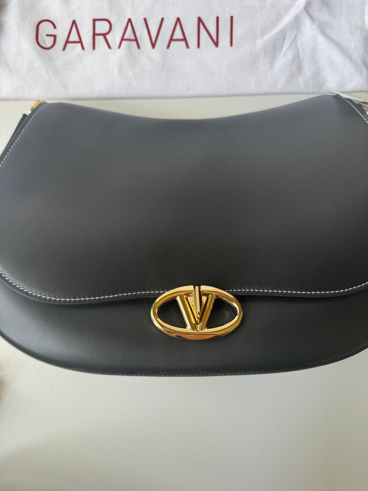 Valentino Leather Ohval Flap Bag