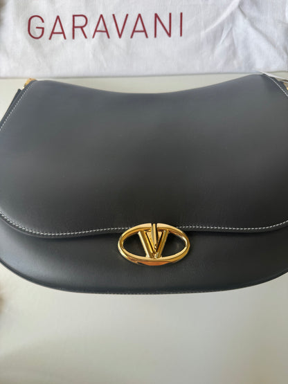 Valentino Leather Ohval Flap Bag