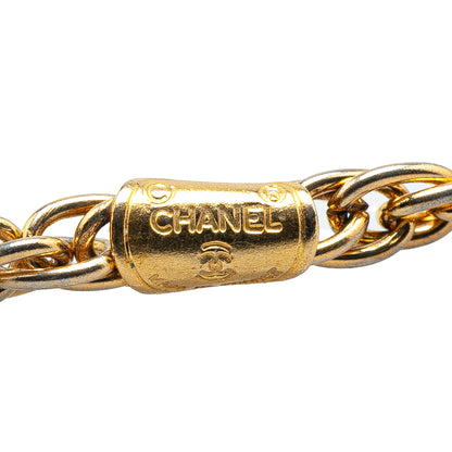 Gold Plated CC Rhinestone Pendant Necklace
