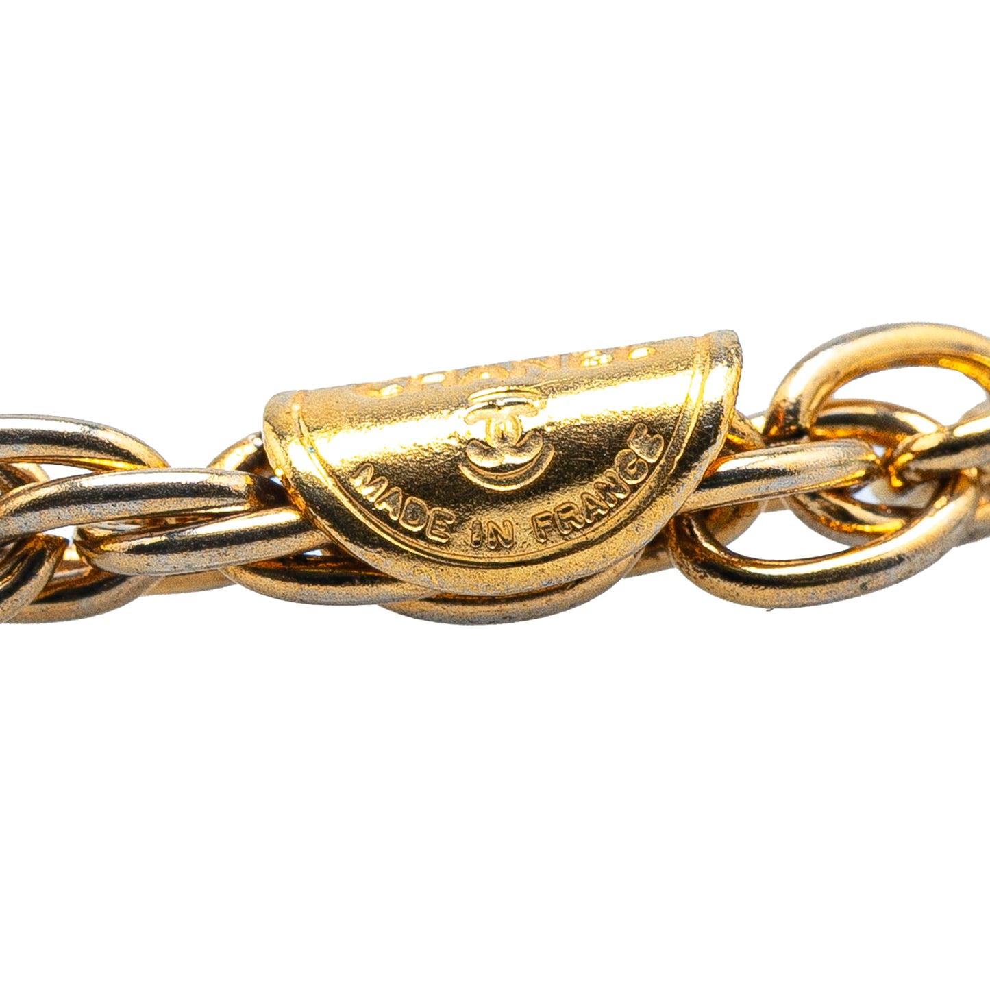 Gold Plated CC Rhinestone Pendant Necklace