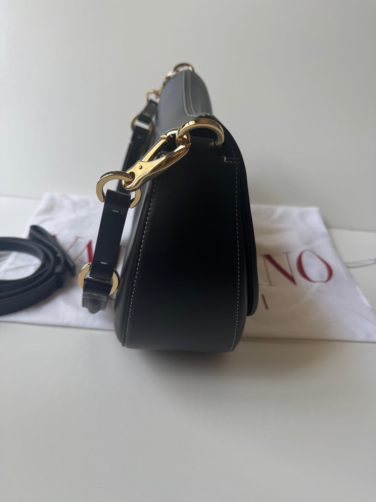 Valentino Leather Ohval Flap Bag