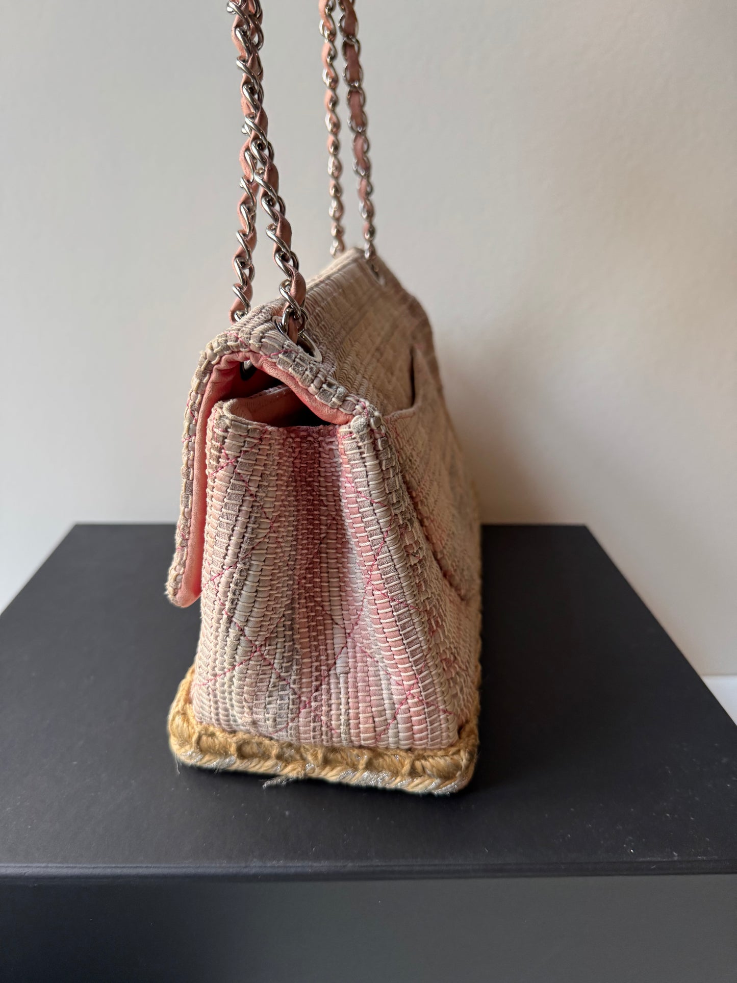 Chanel Quilted Tweed Espadrille Chain Flap