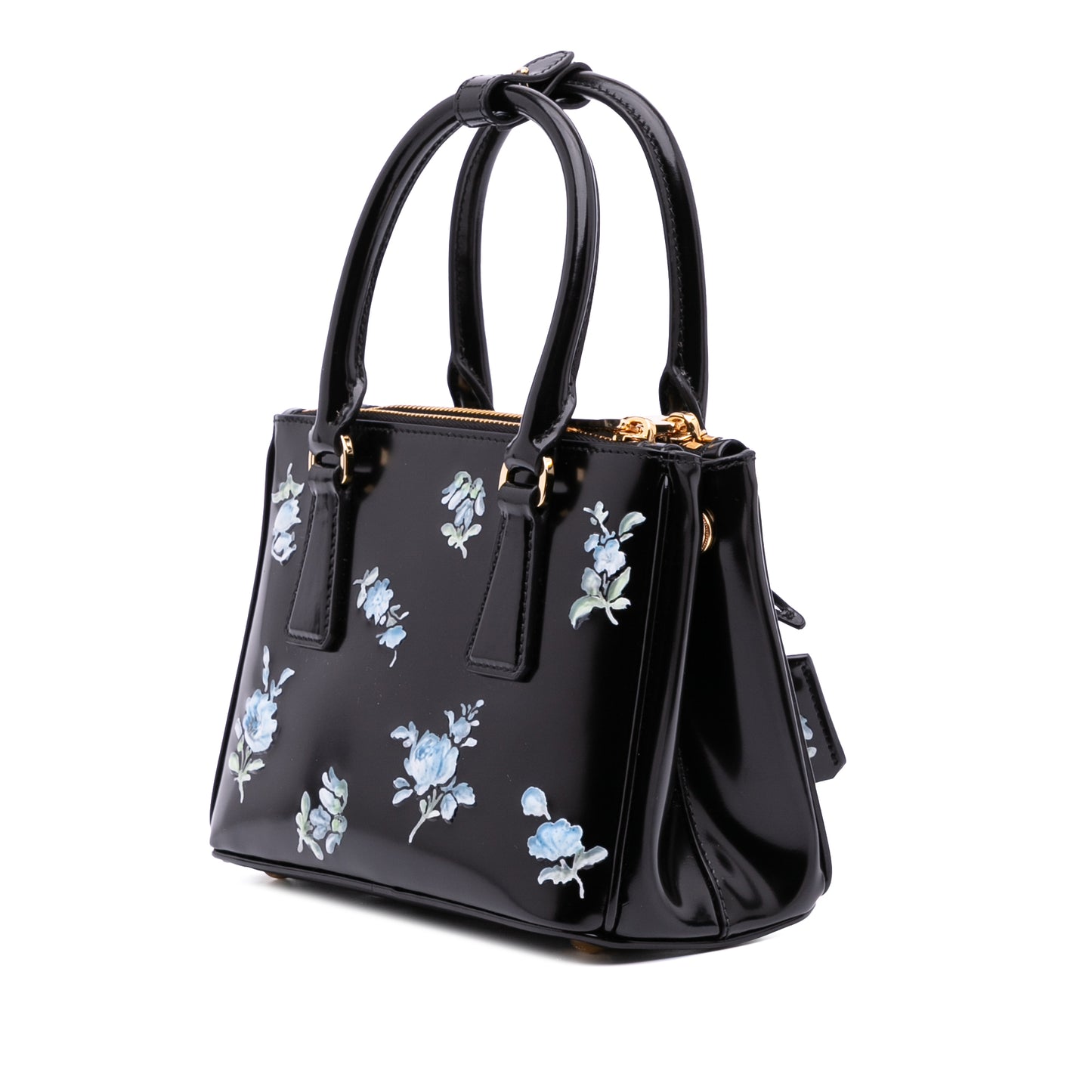 Prada Galleria Floral Print Galleria Double Zip Satchel