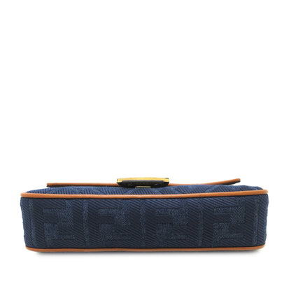 Fendi Denim  Baguette Zucca Embroidered