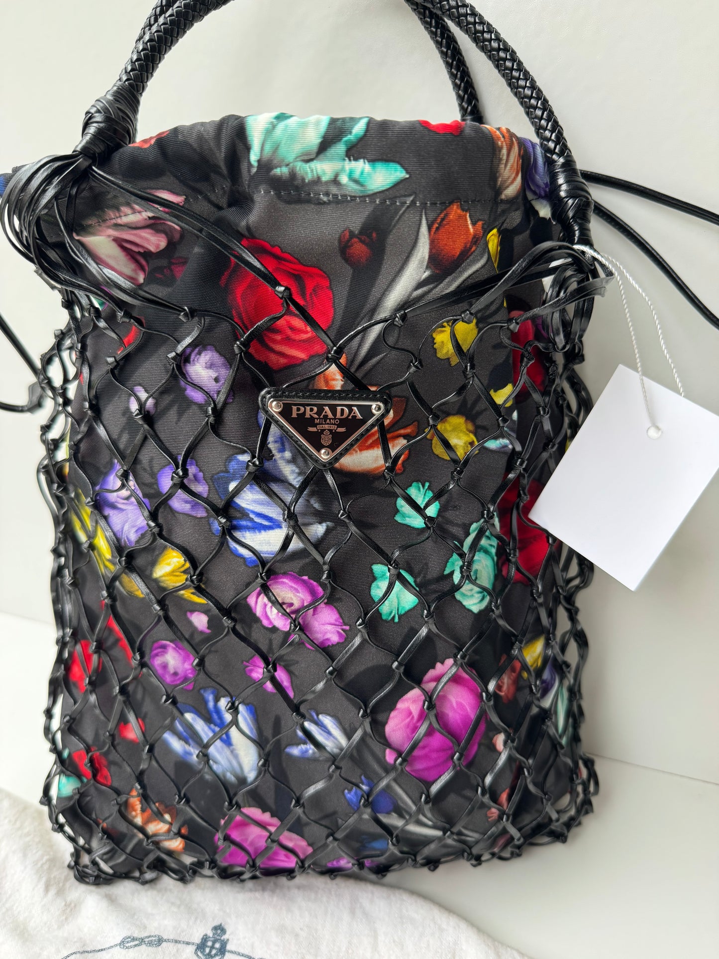 Prada Floral Printed Tessuto Tote