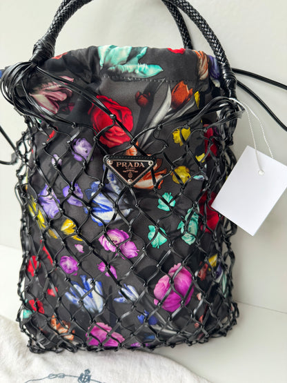Prada Floral Printed Tessuto Tote