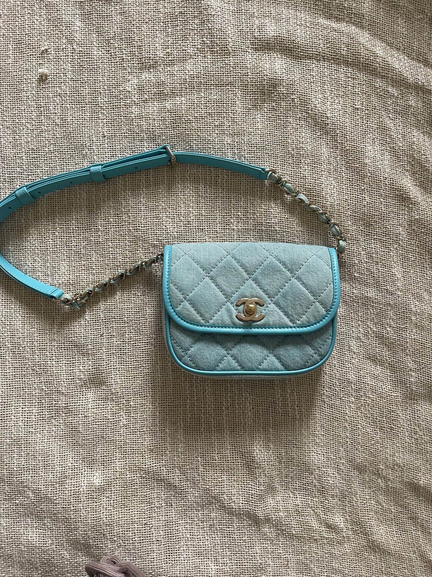 Chanel Mini CC Quilted Denim Messenger Flap