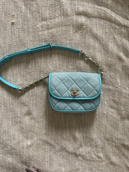 Chanel Mini CC Quilted Denim Messenger Flap