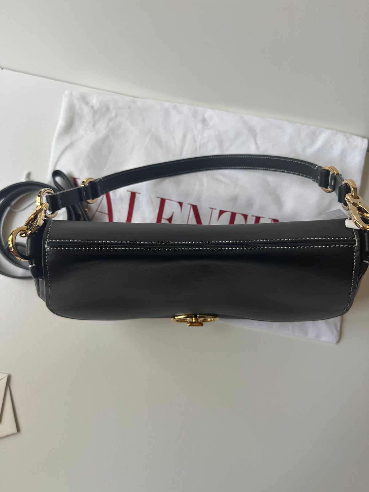 Valentino Leather Ohval Flap Bag