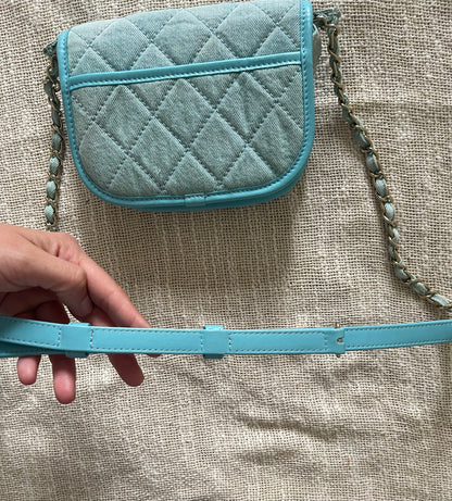 Chanel Mini CC Quilted Denim Messenger Flap